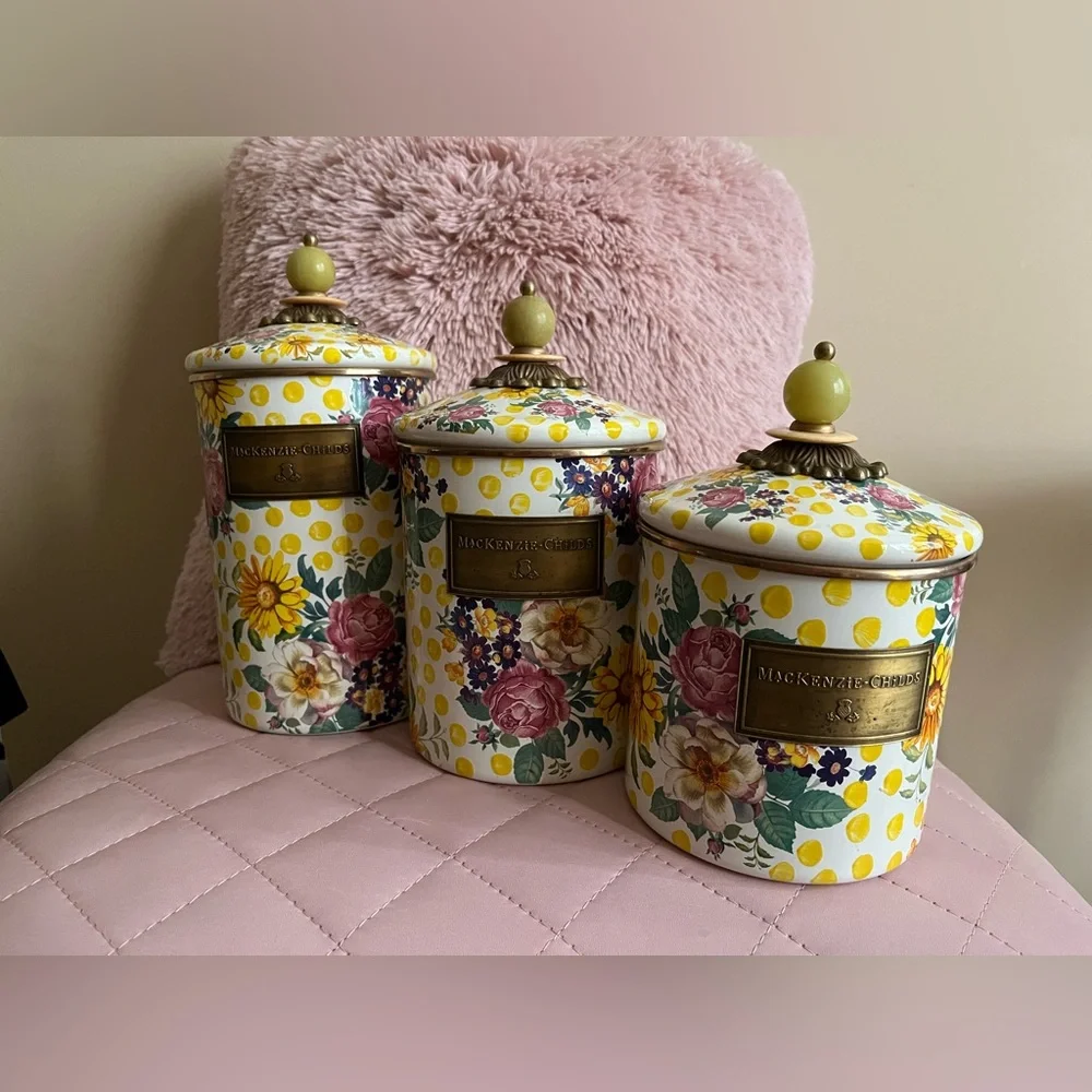 Mackenzie-Childs Retired NWT Buttercup Canister Set Small,Medium,Large 💕 - Picture 3 of 10